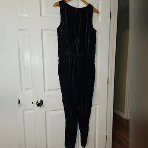 Eileen Fisher Velvet Sleeveless Jumpsuit One Piece Women's Size Small Black